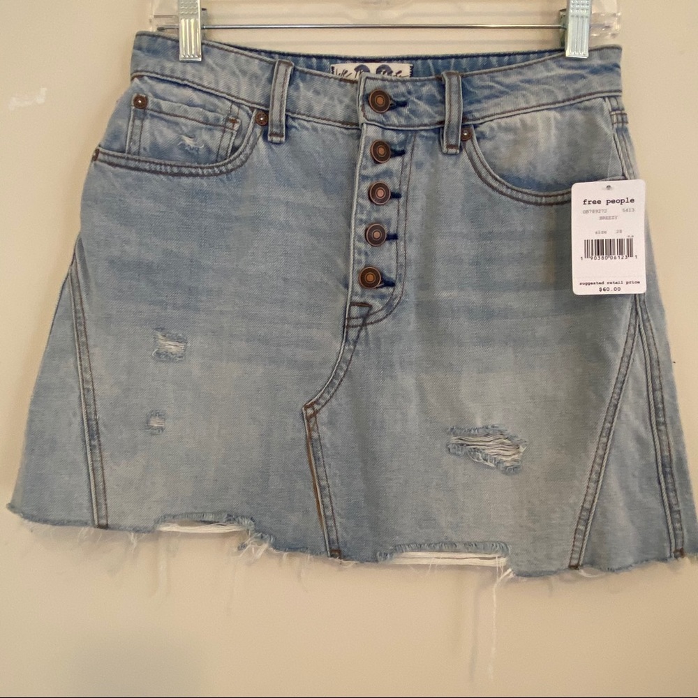 Free People We The Free Breezy Denim Ripped Skirt